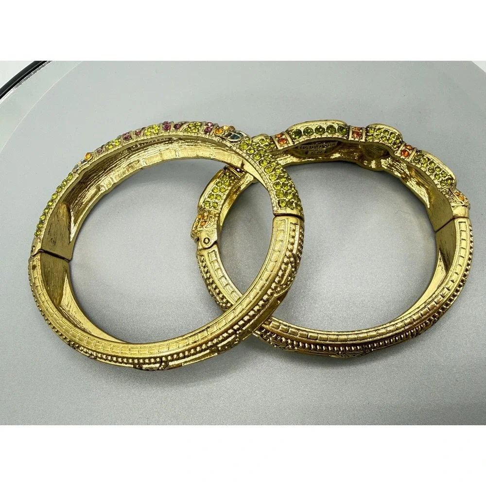 Heidi Daus Triple Play Crystal Bangle Bracelet 2 Pc Red (Siam Multi) STUNNING! - Picture 12 of 12